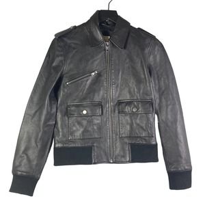 Avec Les Filles Jacket Size XS Womens Cropped Black Biker Leather Zipper Bike